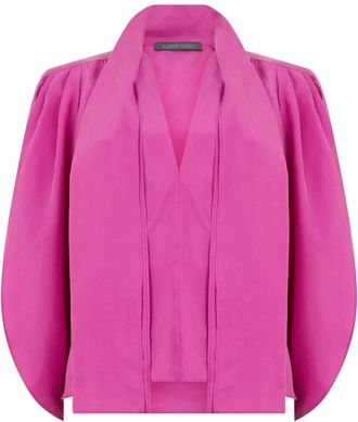 Alberta Ferretti Overhemden, Dames, Roze, S, Blouse met Strik
