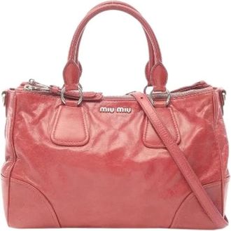 Miu Miu Pre-owned Handbags, female, Red, Size: ONE SIZE Pre-owned Leather Handbag