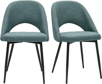 Miliboo Miliboo - Set De 2 Sillas Vintage De Terciopelo Verde Gris&aacute;ceo Y Metal Negro Cosette