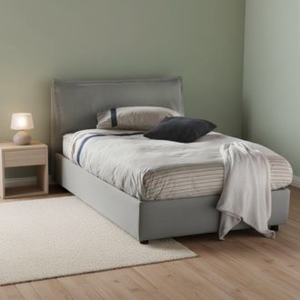 Dmora Talamo Italia - Cama De Plaza Y Media Agata, Cama Contenedor Con Revestimiento De Tela, 100% Made In Italy, Apertura Frontal, Con Colch&oacute;n 120x200 Cm I