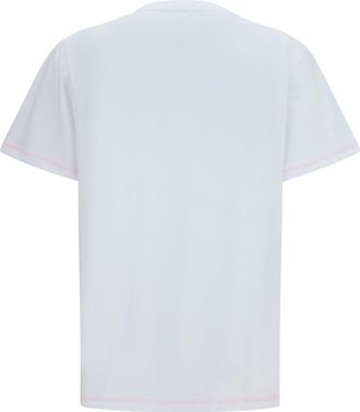 Ganni Womens Cotton Raspberry T-Shirt Bright White T-Shirts And Polos