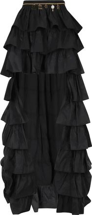 Elisabetta Franchi Rok met volants - Dames - Maxi Rokken - Zwart - M - Polyester - Rokken