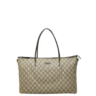 Gucci Beige Brown Pvc Leather Handbag Tote Bag (Pre-Owned)