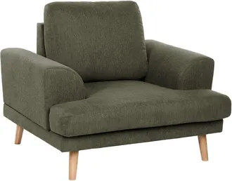 Beliani Armchair Green Fabric Soft with Flared Armrests Decor Living Room KILDAL