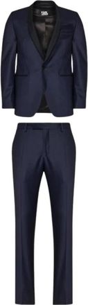 Karl Lagerfeld Single-Breasted Pak - Heren - Business pakken - Blauw - XL - Leer - Kostuums