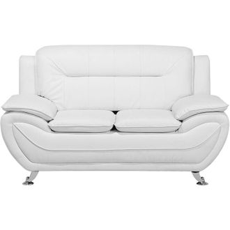 Beliani Sofa 2 Seater LEIRA Faux Leather White