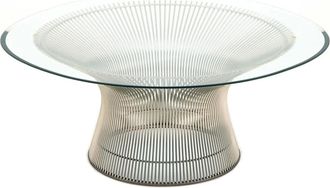 Knoll Knoll - Platner Couchtisch, Ø 107 cm, Nickel poliert / Kristallglas