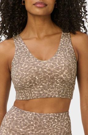 Sweaty Betty Ultimate Yoga Sports Bra in Beige Offbeat Animal Print at Nordstrom, Size Small