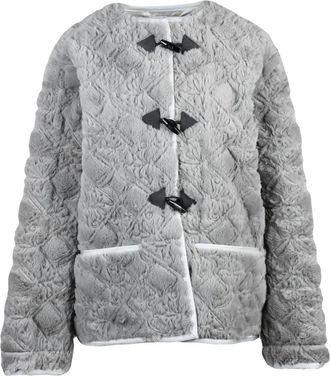 Forte_Forte Grey Polyester Toggle Plush Jacket