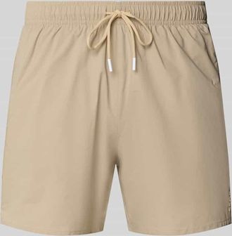 HUGO BOSS Badeshorts mit Label Stitching Modell ICONIC in Sand, Gr&ouml;&szlig;e XXL