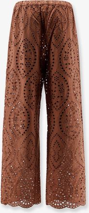 MC2 Saint Barth Womens Trousers Inez Sangallo Lace Brown Cotton