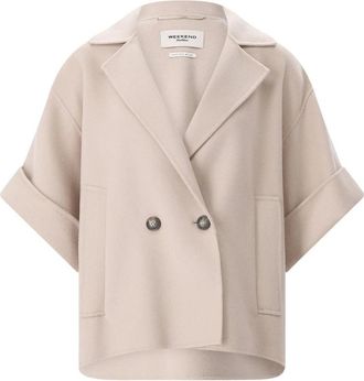 Max Mara Kort Dubbelknoops Jasje - Dames - Mantel - Beige - 2XL - Wol - Jassen