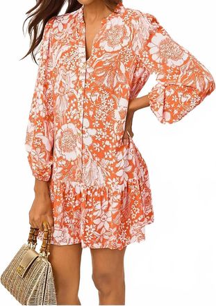 Lilly Pulitzer Shaley Tunic Popover Dress In Sunset Orange Budding Romance