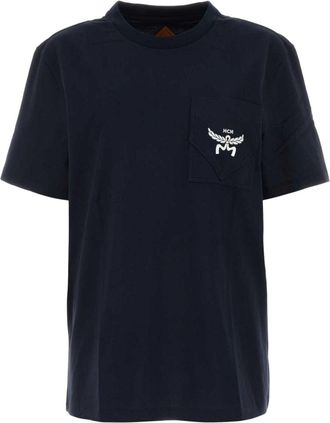 MCM logo-print cotton T-shirt - women - Cotton - L - Blue