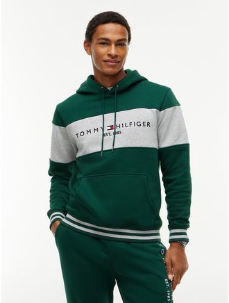 Tommy Hilfiger Mens Tommy Logo Colorblock Hoodie - Ornamental Green - XXXL