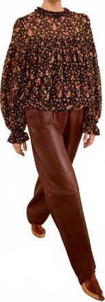 Ulla Johnson Pearl Silk Chiffon Blouse In Noir Mille- Fleur