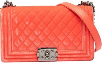 Chanel Pre-owned Boy Flap Shoulder Bag - Dames - Vintage Schoudertas - Oranje - ONE Size - Vintage