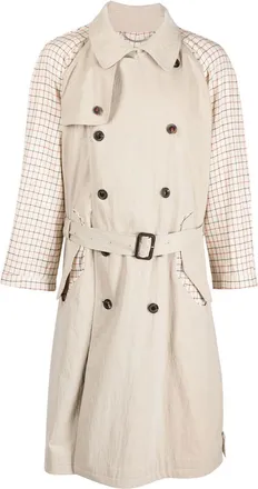 Maison Margiela Spliced belted trench coat - men - Cotton/Cotton/Polyamide - 38 - Neutrals