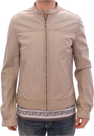 Dolce & Gabbana Elegante Beige Leren Lamsvacht Jas - Heren - Leren en Su&egrave;de Jassen - Beige - L - Katoen - Jassen