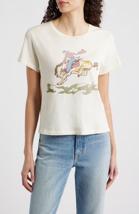 The Great. Little Rider Cotton Graphic T-Shirt in Washed White at Nordstrom, Size 0