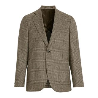 Oscar Jacobson Blazers, male, Brown, Size: 3XL Ferry Checked Blazer