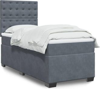 vidaXL Vidaxl - Cama Box Spring Con Colch&oacute;n Terciopelo Gris Oscuro 80x200 Cm