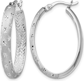 Diamond2Deal Sterling Silver In/Out Diamond-cut Oval Shape Earrings