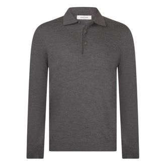 Gran Sasso Extrafine Merino Long-Sleeve Polo - Heren - Truien - Grijs - Maat: M Wol