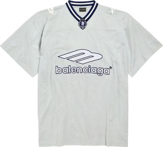 Balenciaga 3B Football V-neck T-shirt Oversized New Grey 857086TTVQ61461