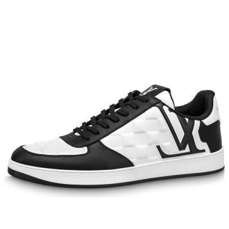 Louis Vuitton Rivoli Sneakers White Plaid with Black Side Logo 1ABFDZ