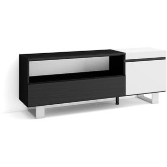 Skraut Home Mobile tv Soggiorno, Ampio spazio a disposizione, 150x57x35cm, Per tv fino a 65, Design industriale, Stile moderno, Bianco e nero - Skraut Home