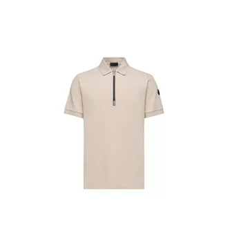 Moncler Moncler Logo Cotton Piquet Half-zip Polo Shirt, Men, Beige, Size: 3xl