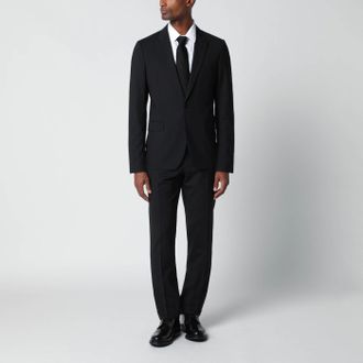 Lardini Black Single Breasted Wool Blend Suit