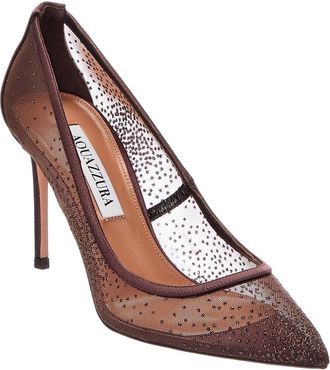 Aquazzura Logo 85 Satin & Mesh Pump