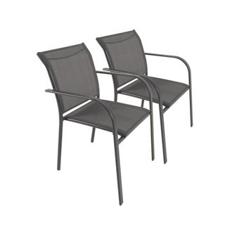 Sweeek Silla de jard&iacute;n de aluminio y textileno, set de 2, antracita