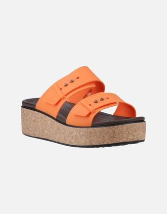 Crocs Womens Brooklyn Buckle Womens Low Wedge Sandals - Orange - Size: 5