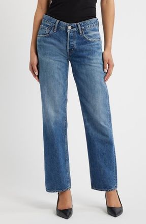 Moussy Vintage Straight Low Rise Straight Leg Jeans in Blue at Nordstrom, Size 24
