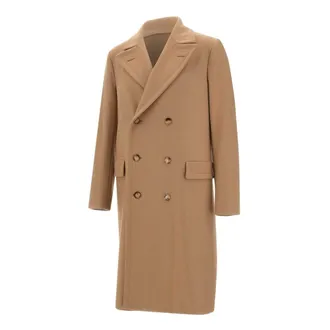Boglioli Double-Breasted Coats, male, Brown, Size: L Wool Double-Breasted Coat