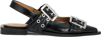 Ganni Feminine Ballerinas met Gesp - Dames - Ballerinas - Zwart - 40 EU - Polyester - Schoenen