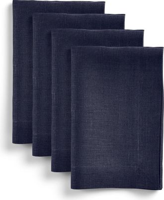 Solino Home Linen Dinner Napkins Set of 4, 20 x 20 Inch for Dining Table, Holiday and Everyday Table Decor - Diana in Navy at Nordstrom, Size Large