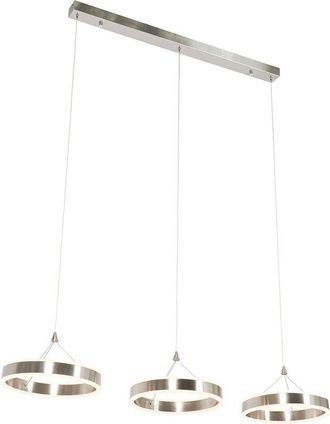 QAZQA Qazqa - Steel Pendant Light Oblong Incl. led 3-Step Dimmable 3-Light - Lyani