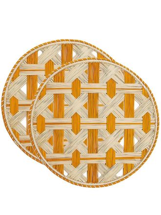 La DoubleJ woven raffia placemats (set of 2) - Orange