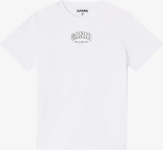 Ganni White Essential T-shirt - Size 2XL Organic Cotton