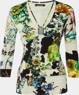 Roberto Cavalli Multicolor Printed Jersey Top