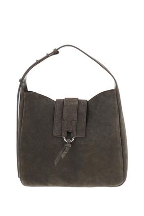 Hogan Dark Brown H01X Hobo Vertical Suede Tote Bag
