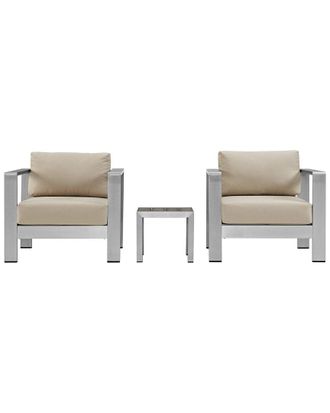 ModWay Discontinued Modway Outdoor Shore 3Pc Outdoor Patio Aluminum Set