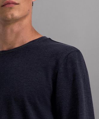 Pioneer Authentic Jeans Langarmshirt, Herren, Gr. L, blau (night sky melange), Jersey, Obermaterial: 60% Baumwolle, 40% Viskose, PIONEER AUTHENTIC JEANS, unifarben, normal no