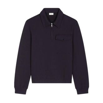 Dries Van Noten Sweatshirts, male, Blue, Size: L Polo Sweatshirt