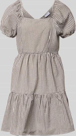 Noisy May Knielanges Kleid mit Karree-Ausschnitt Modell ELIZA in Dunkelbraun Melange, Gr&ouml;&szlig;e XL