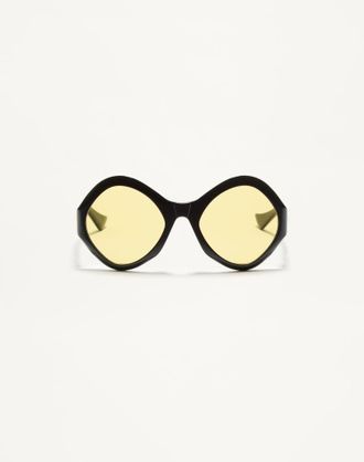 Valentino Round Acetate Eyewear unisex BLACK/YELLOW 61